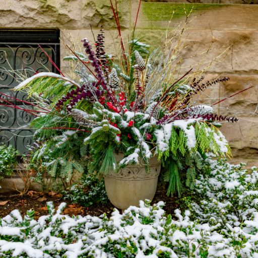 Holiday Porch Pots Winter Landscaping Services Seasons Best Landscaping
